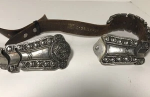 SAKS Fifth Avenue Leder artikuliert silber etruskischer Gürtel ITALIEN verstellbar - Bild 1 von 9