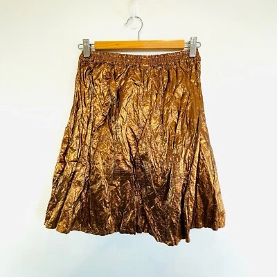 Tome NY Size 6 8 XS Bronze Brown Silk Metal Blend Fit And Flare Skirt Designer - Image 1 of 4