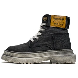 New Men's Denim Casual Boots Retro denim workwear boots - Picture 1 of 10