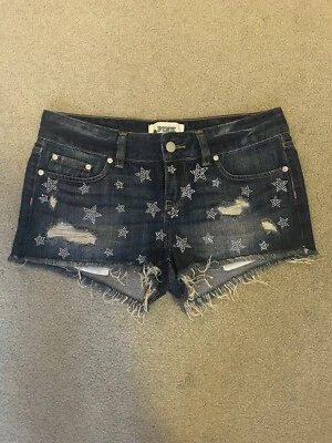 Victoria’s Secret PINK Denim Silver Sequin Star Jean Shorts Size 2 - Image 1 of 4