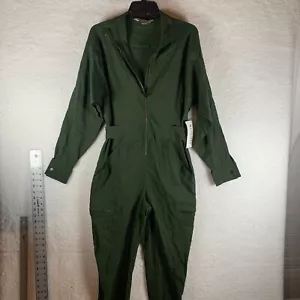 Athleta Lenox Jumpsuit Women's 4 Olive Green Stretch Half Zip Long Sleeve S7351 - Picture 1 of 11