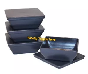 Juego de 4 cuencos cuadrados Tupperware 200 ml gris carbón negro ❤️ - Imagen 1 de 2