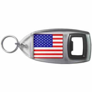 USA Flag Bottle Opener Key Ring Plastic (97mm x 47mm) - Picture 1 of 2