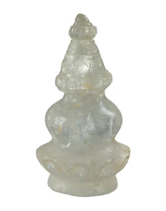Stupa Statue Bouddhiste tibétain Cristal de roche quartz 7 cm Népal 9204 - Foto 1 di 4