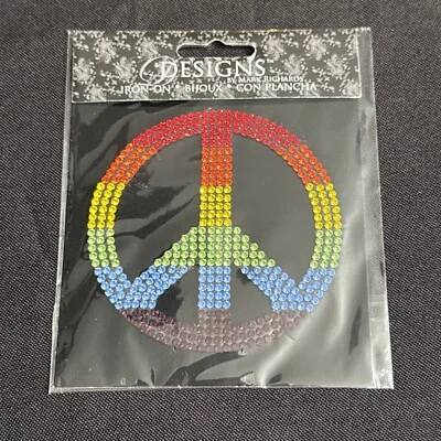 Peace Sign Rhinestone Iron-On Applique - Image 1 of 3