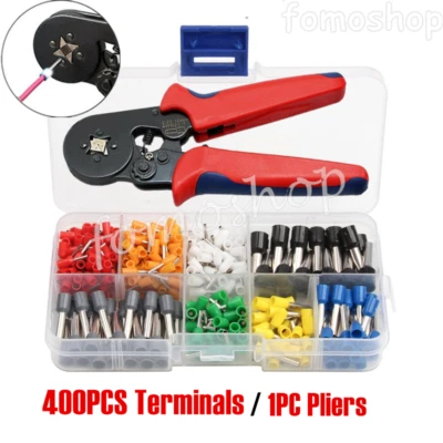 400pcs Assortment Wire Crimp Connectors Insulated Cord Pin End Terminal Kit Set - Image 1 of 4
