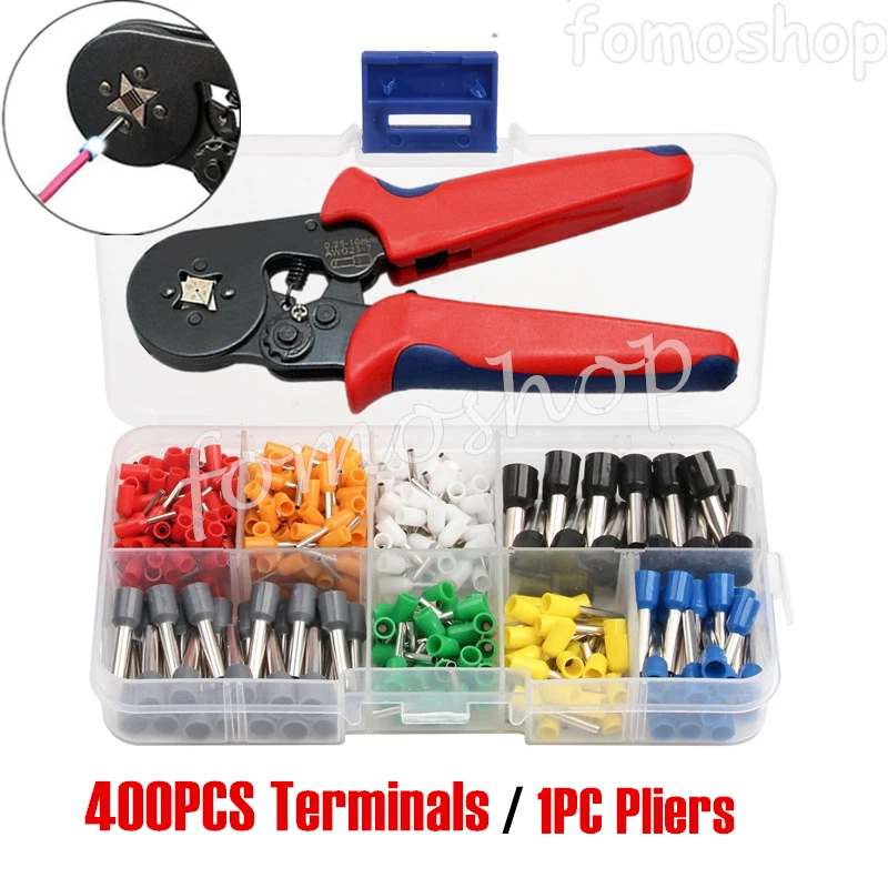 400pcs Assortment Wire Crimp Connectors Insulated Cord Pin End Terminal Kit Set - Image 1 of 4