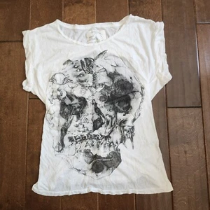 All Saint Women's Skull Design Open Back Knot Tie Blouse - Size 12 - Picture 1 of 20