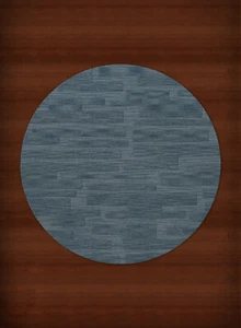 Blue Transitional Hand Hooked Squares Rectangles Boxes Area Rug Patchwork DV6 - Picture 1 of 12