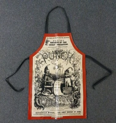 🔶️RETRO VINTAGE WATERPROOF KITCHEN APRON PUNCH CARTOONS MAGAZINE ENGLISH COMEDY - Image 1 of 4