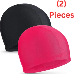 Gorros de natación elásticos cómodos de tela sombrero de natación ligero baño, 2 piezas - Imagen 1 de 8