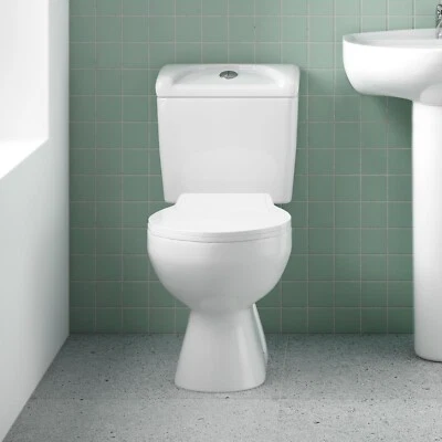 Modern Close Coupled Toilet & Seat 3/6 Litre Dual Flush Cistern Bathroom WC Pan