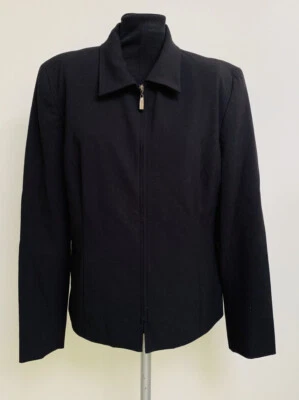 Norton McNaughton Black Jacket Blazer-Front Zip Close-Polyester Rayon Spandex-8R - Image 1 of 4