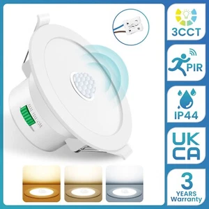 12W PIR Motion Sensor LED Recessed Ceiling Lights Tri-Color Round Night Light UK - Picture 1 of 15