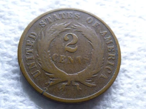 1865 Two Cent Piece with fancy 5 Circulated Condition - Picture 1 of 2