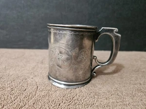 RARE ANTIQUE GEO. C SHREVE & Co. STERLING SILVER CHILD's MUG CUP COIN by GORHAM - Picture 1 of 10