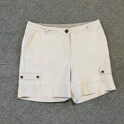 Pantalones Cortos Carga Woolrich Para Mujer 12 Caqui Piedra Arena Tostado Bolsillos Algodón Exterior Foto 1 de 4