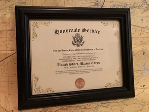 HONORABLE SERVICE - MARINES Commemorative Certificate (Type 1) w/Custom Printing - Picture 1 of 13