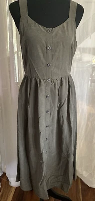 Nicole Miller Olive Green Strap Faux Button Down Pocket Women's Midi Dress Sz 8 - Изображение 1 из 4