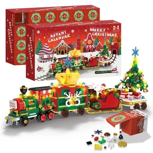 Advent Calendar 2025 Building Blocks Set with LED Light, 24 Days Train Christ... - Foto 1 di 7