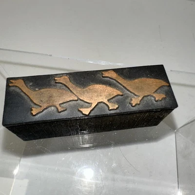 Printing Block 3 Ducks Or Geese Copper Or Brass Face - Image 1 of 4