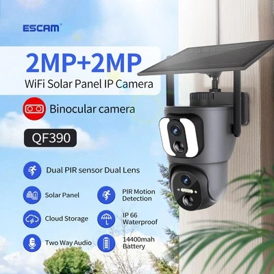 2MP WIFI 6W Solar Panel Rotate Smart Dual-Lens Light Security Battery IP Camera - Image 1 of 4