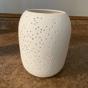 West Elm Constellation Porcelain Hurricane en blanco 7” nueva caja abierta 6213730 - Imagen 1 de 5