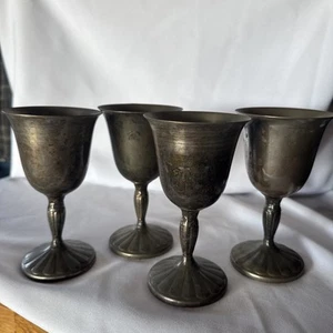 4 International Silver Company VTG Wine Goblets Wild Rose Silver Plated - Picture 1 of 6