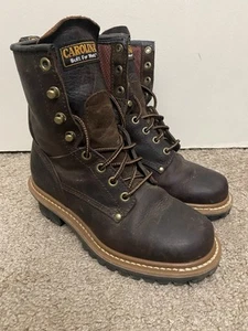 Botas de Leñador Carolina Elm 8 Pulgadas EH para Mujer 6 Cuero Marrón Oscuro Trabajo CA421 - Imagen 1 de 9