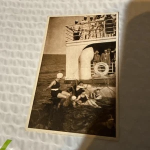 Taking A Dip On The SS Columbia RPPC Postcard - Picture 1 of 2