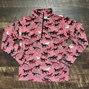 Kerrits Breeze Ice Fil 1/4 Zip Horse Print Equestrian Riding Shirt Medium - Picture 1 of 8