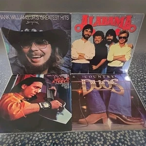 4 Country Music Vinyl LP Records- Waylon, Alabama, Hank Jr., Country Duos - Imagen 1 de 24