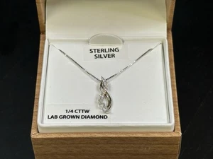 Unique Moments 1/4 CT Lab Grown Diamond Sterling Silver Journey Pendant Necklace - Picture 1 of 9