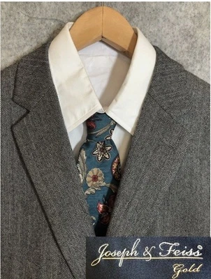 Joseph & Feiss Blazer 48L Herringbone Tweed Wool Sport Coat Classic Two Button - Image 1 of 4