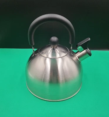 Mr Coffee Whistling Tea Kettle 1.5 Quart Mirror Polish Black Handle - Image 1 of 3