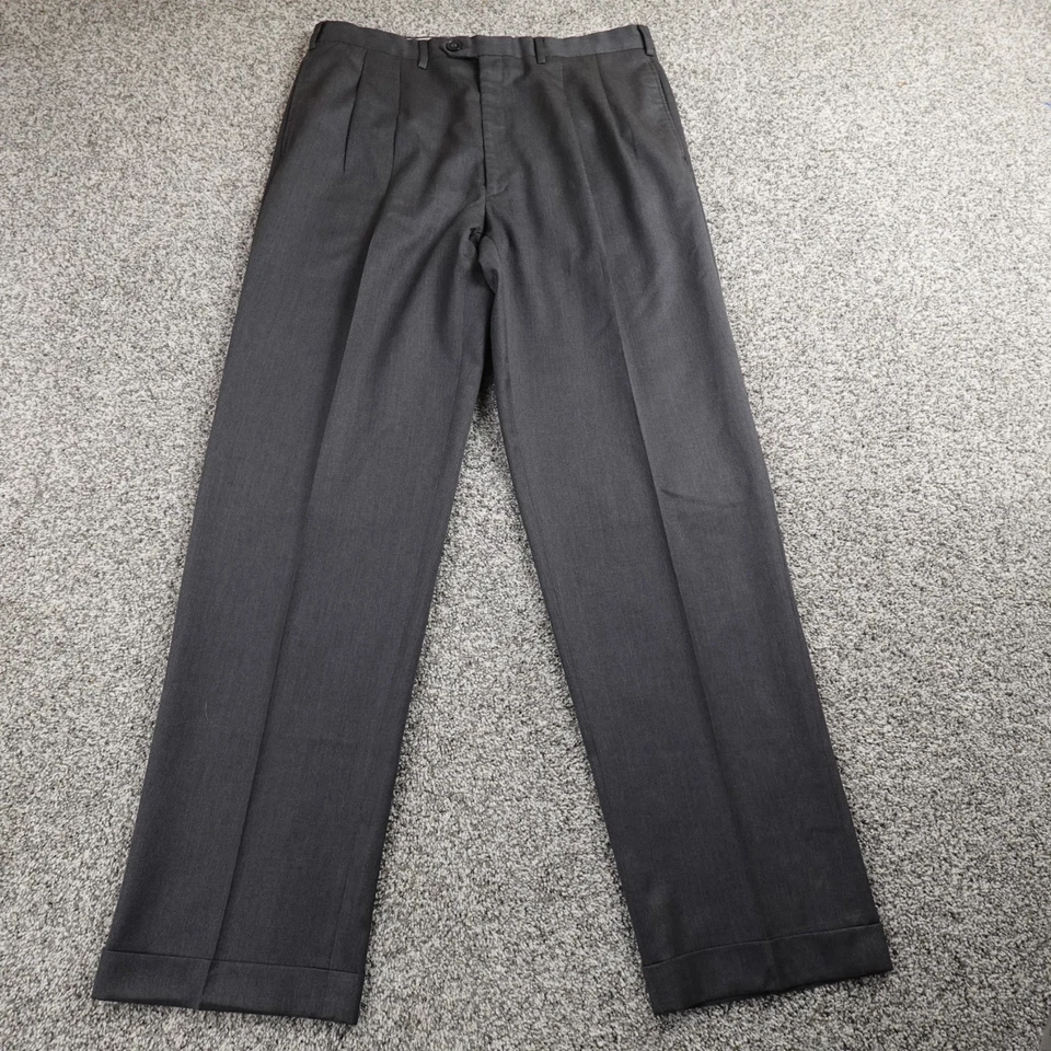Calça Ralph Lauren Masculina 36X34 Cinza Lã Cashmere Calça Chino Calças Plissadas - Imagem 1 de 4