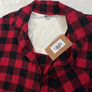 Lazy One Nightshirt S/M Womens Buffalo Plaid Flannel Moose Button Up - Picture 1 of 2