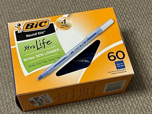 (Box 60 Stifte) BiC GSM609 Round Stic Xtra Life Mittelblau Kugelschreiber - Bild 1 von 3