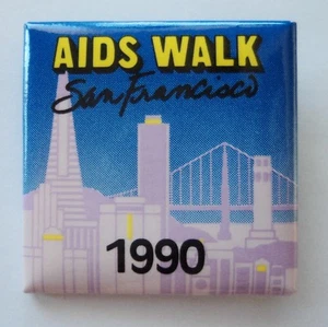 Pin cuadrado Pinback botón Coit Transamerica vintage AIDS Walk San Francisco 1990 - Imagen 1 de 4