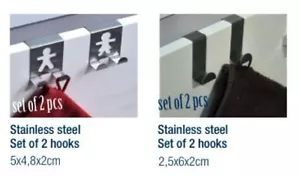 Juego de 2 ganchos sobre la puerta sobre el gabinete metal blanco o acero inoxidable - Imagen 1 de 21