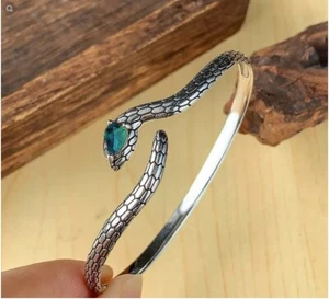 EDLES Armband 925 SILBER massiv Armkette Ring SCHLANGE ARMREIF Armzange Zirkonia - Bild 1 von 5