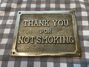 Solid Brass Thank You For Not Smoking Wall Plaque Sign "B" - Picture 1 of 4