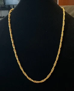 28” Gold Tone Twist Braid Rope Necklace - Picture 1 of 3