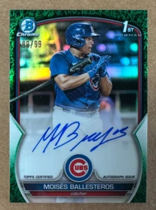 2023 Bowman Chrome Baseball Moises Ballesteros Green grass refractor auto 88/99 - Imagen 1 de 2