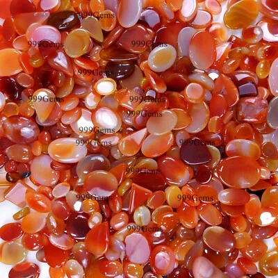 50 Pcs Wholesale Natural AAA Orange Onyx Mix Shape Cabochon Gemstone Lot 10-20mm - Image 1 of 4