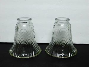 VTG Clear Glass Bell Shape Ceiling Fan/Light Fixture Globes/Shades (2) New Cond. - Picture 1 of 4