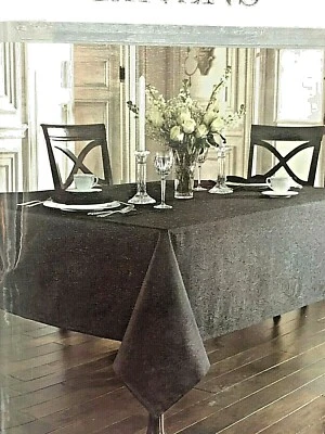 WATERFORD Tablecloth  Chandler  oblong -70in x 84in Black  100% Cotton # 7 - Image 1 of 4