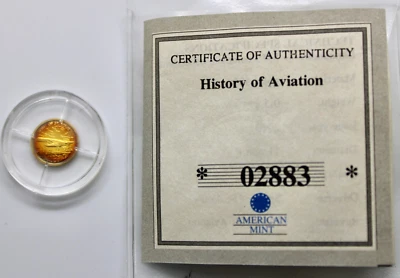 American Mint HISTORY OF AVIATION Spirit of St. Louis 14K .5 Gram Gold - Image 1 of 4