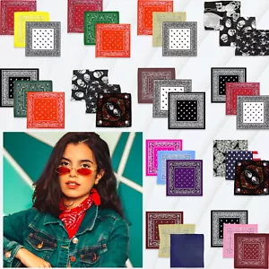 Paisley Print Bandana Headbands 100% Cotton Head Scarf Wrap Neckerchief Bandanna - Picture 1 of 69