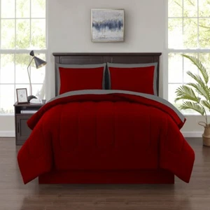 Mainstays 6 Piece Solid Bed in a Bag Bedding Comforter Set, Twin,full, Queen Red - Picture 1 of 5